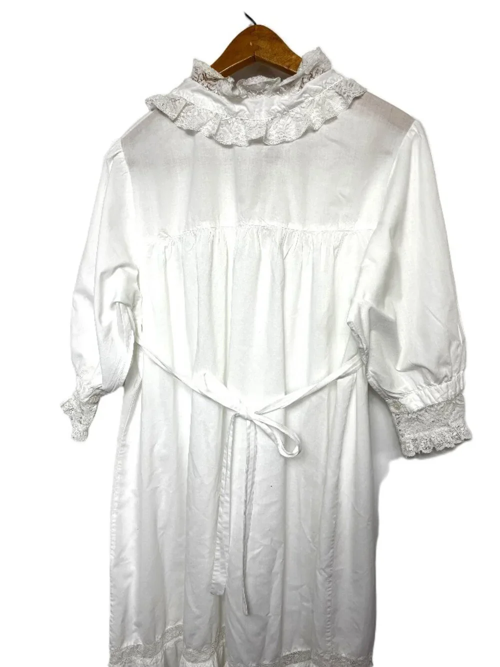 VTG Saybury Boho Cottage white 100% cotton embroidered lacey nightgown Sz L